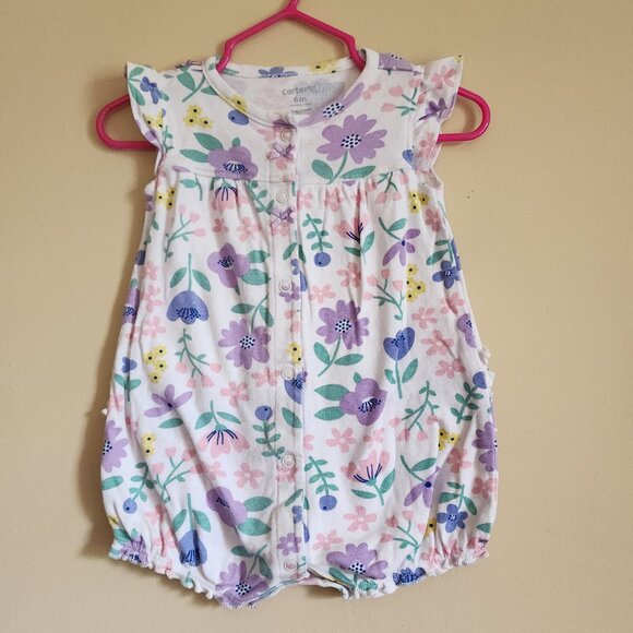 Carters - Floral Baby Girl Romper Size 6 Months - Picture 1 of 5
